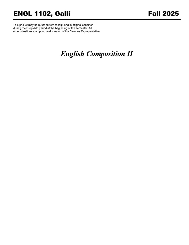 ENGL 1102, Galli (Hard Copy)