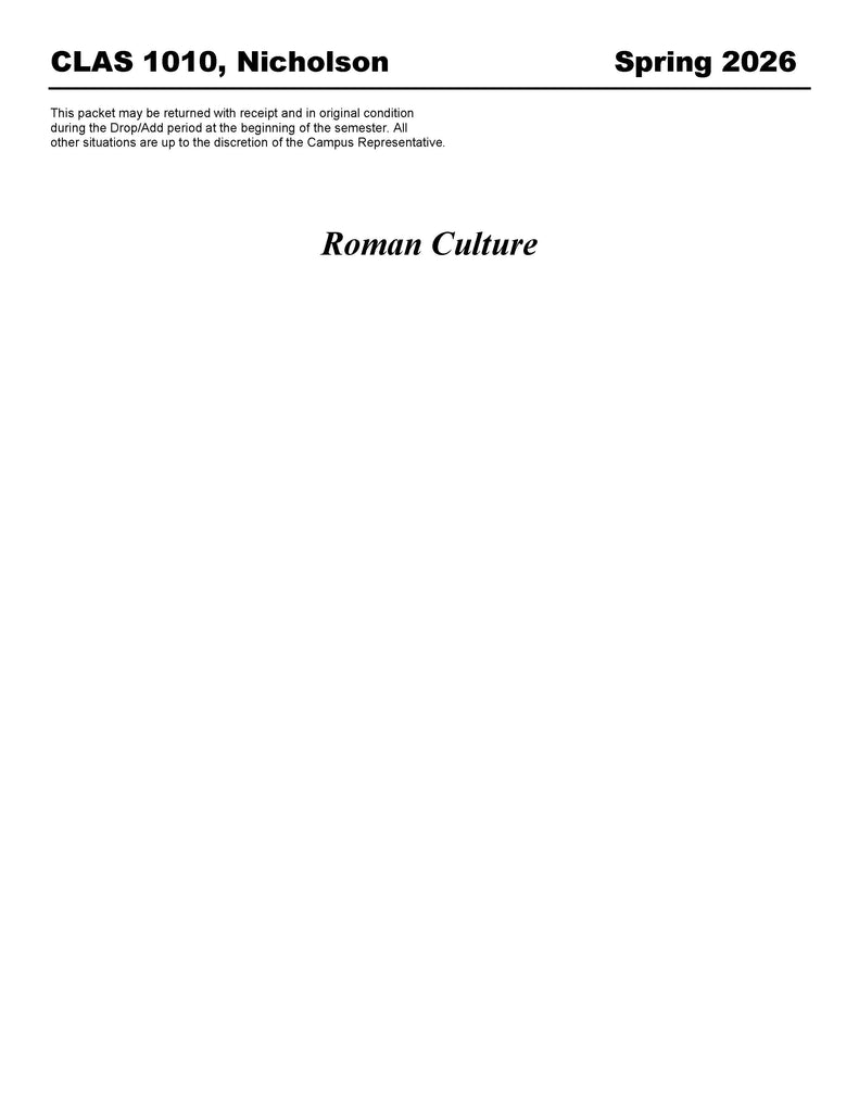 CLAS 1010, Nicholson (Hard Copy)