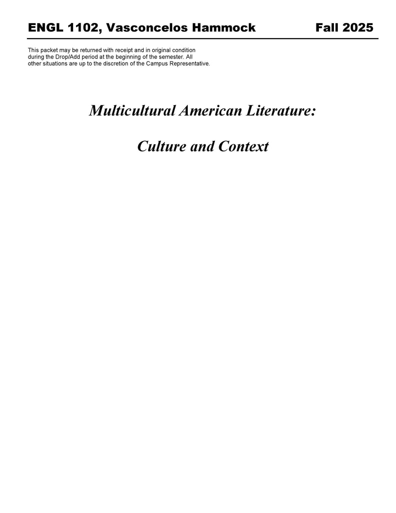 ENGL 1102, Vasconcelos Hammock (Hard Copy)