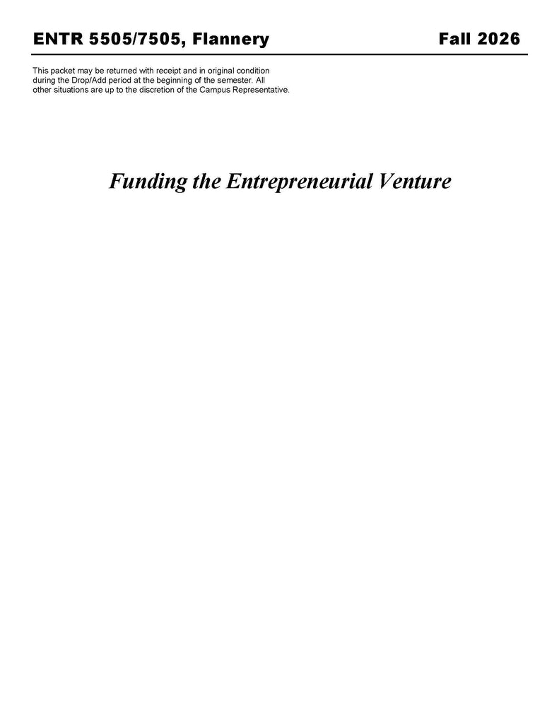 ENTR 5505/7505, Flannery (Hard Copy)