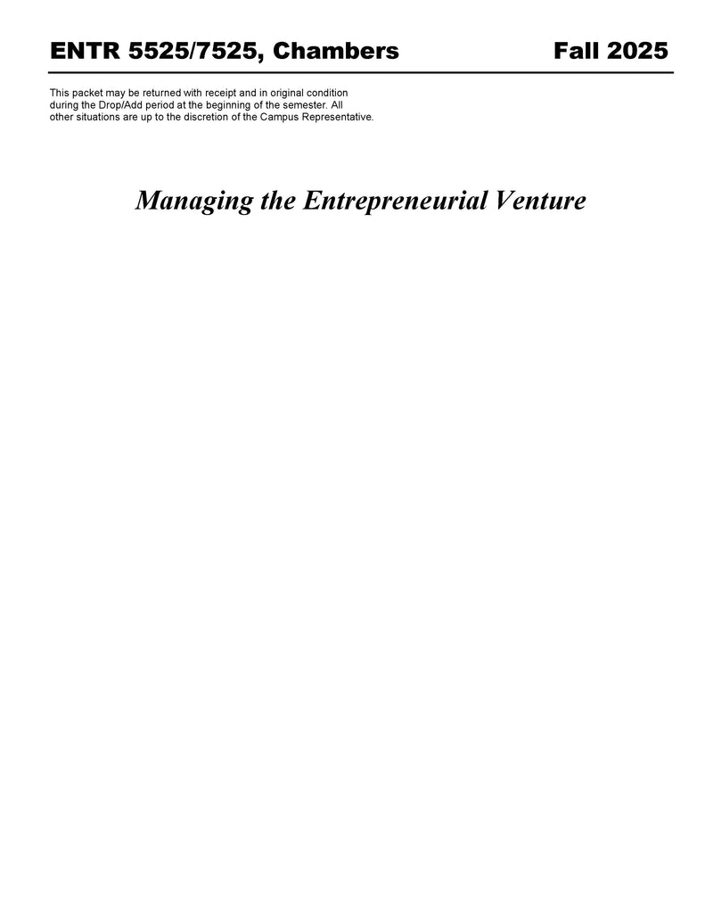 ENTR 5525/7525, Chambers (Hard Copy)