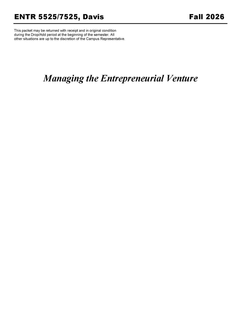 ENTR 5525/7525, Davis (Hard Copy)