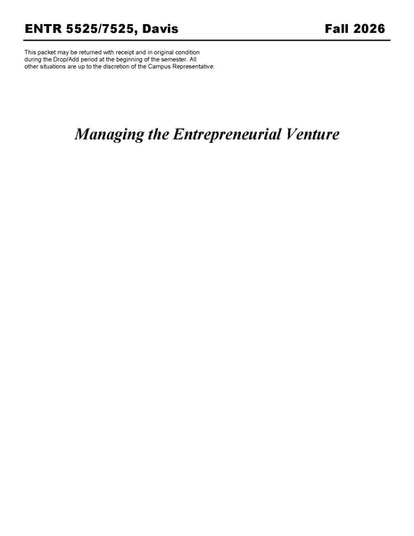 ENTR 5525/7525, Davis (Digital Only)