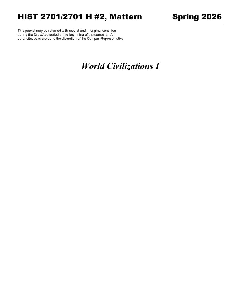 HIST 2701/2701 H #2, Mattern (Hard Copy)