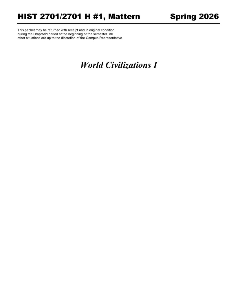 HIST 2701/2701 H #1, Mattern (Hard Copy)