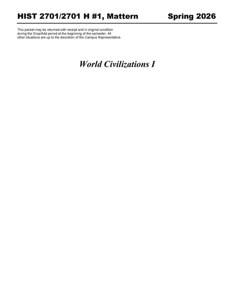 HIST 2701/2701 H #1, Mattern (Hard Copy)