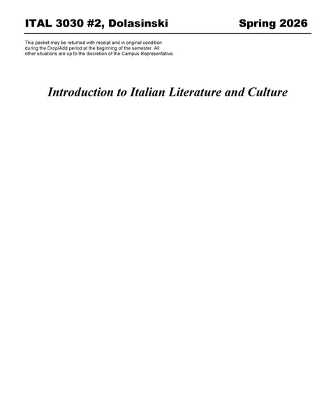 ITAL 3030 #2, Dolasinski (Hard Copy)