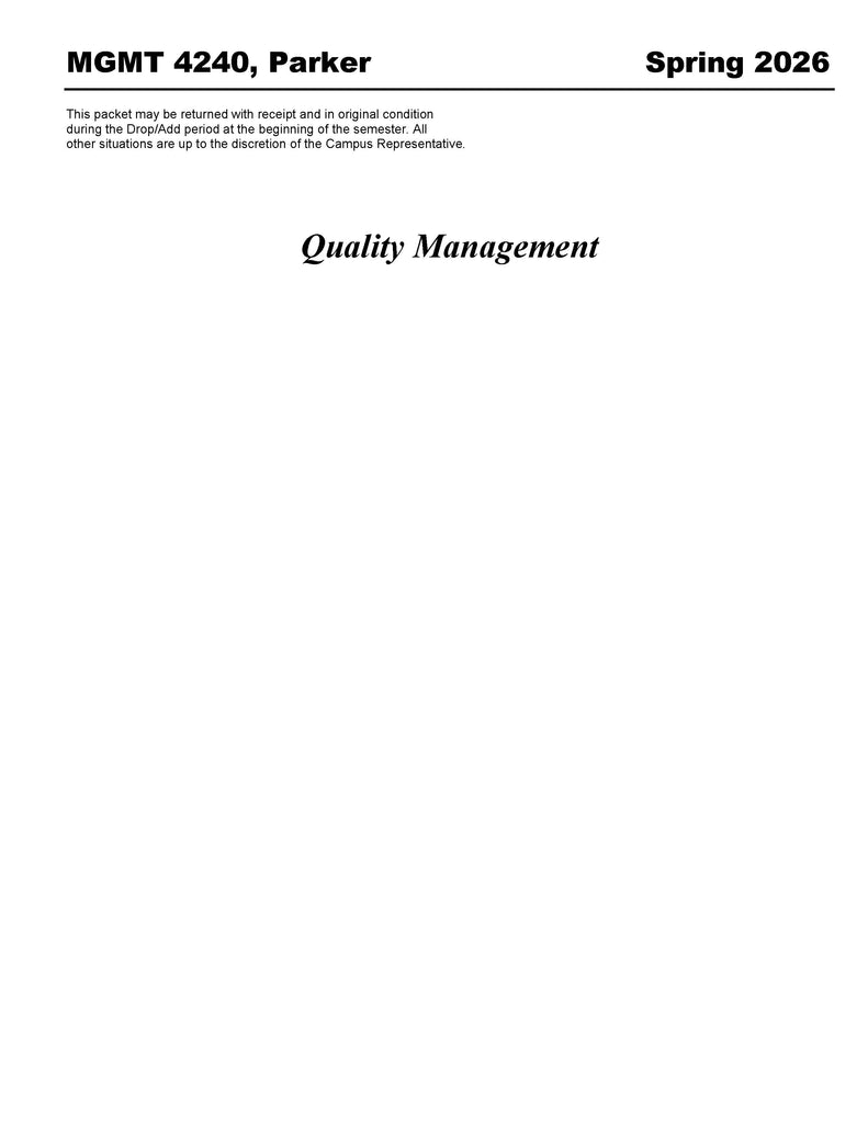 MGMT 4240, Parker (Digital Only)