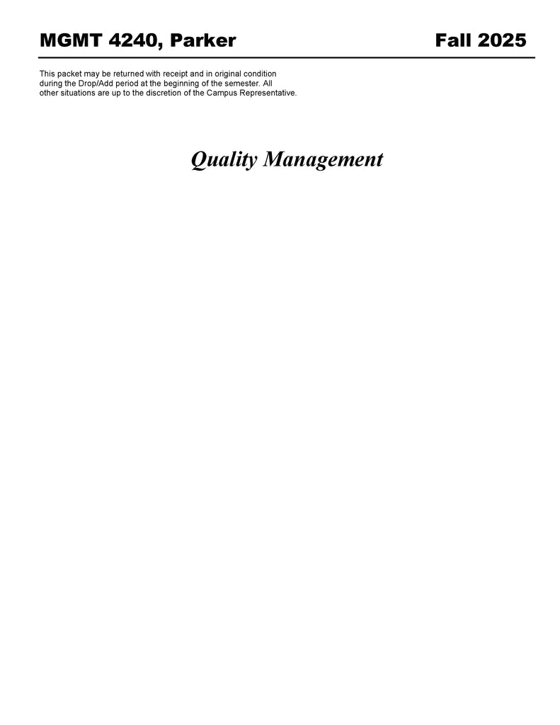 MGMT 4240, Parker (Hard Copy)