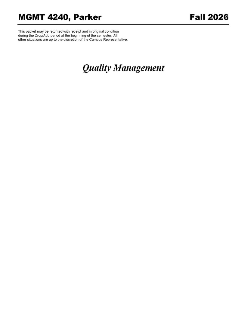 MGMT 4240, Parker (Hard Copy)