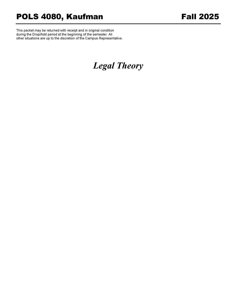 POLS 4080, Kaufman (Hard Copy)