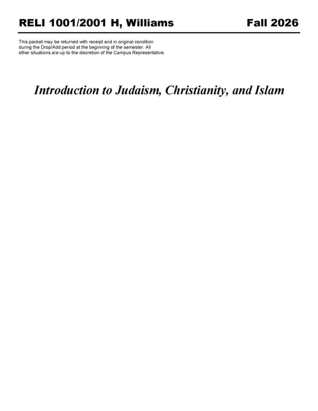 RELI 1001_2001 H, Williams (Hard Copy)