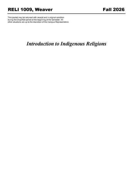 RELI 1009, Weaver (Hard Copy)