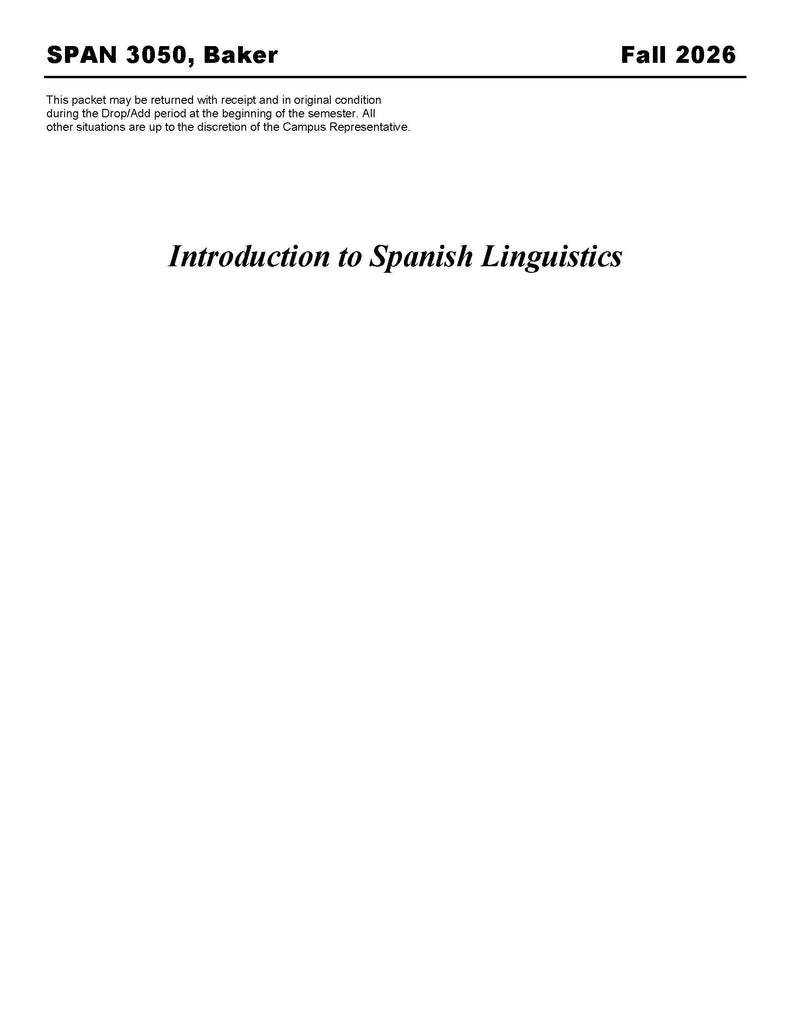 SPAN 3050, Baker (Hard Copy)