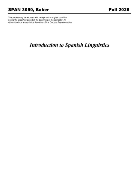 SPAN 3050, Baker (Hard Copy)